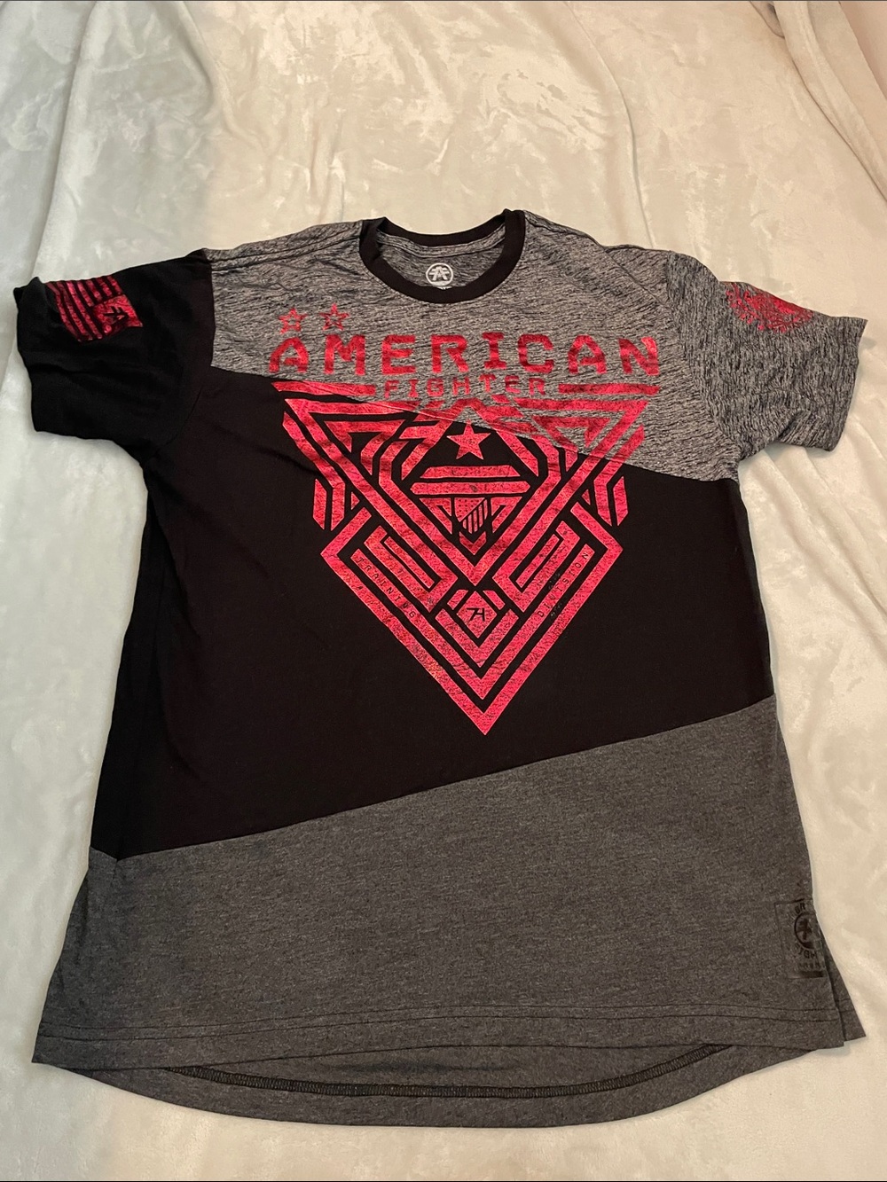 American Fighter Black, Gray & Red Geometric Graphic Tee